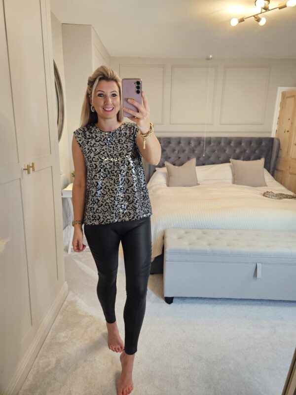 Silver sequin top