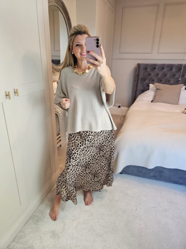 satin leopard skirt