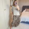 satin leopard skirt