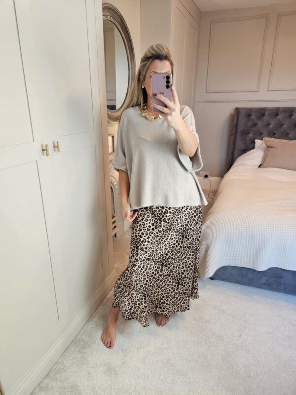 satin leopard skirt