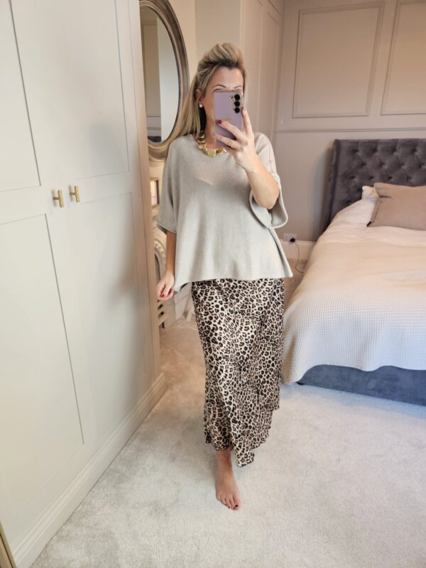 satin leopard skirt