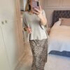 satin leopard skirt