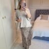 satin leopard skirt