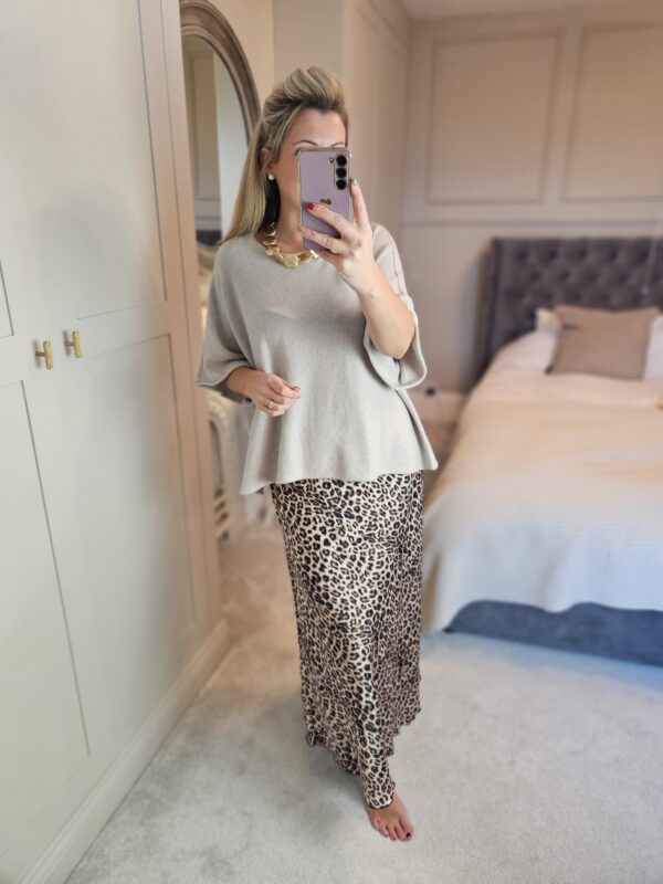 satin leopard skirt