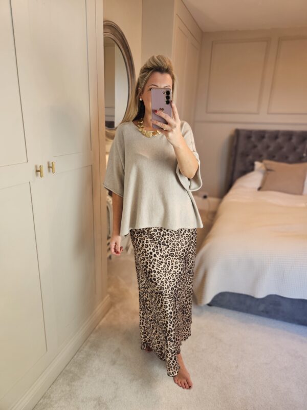 satin leopard skirt