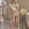 Floral pleated trousers pinks