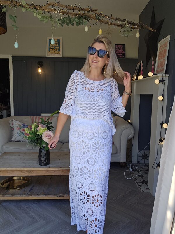 white crochet top