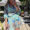 short and blouse set green