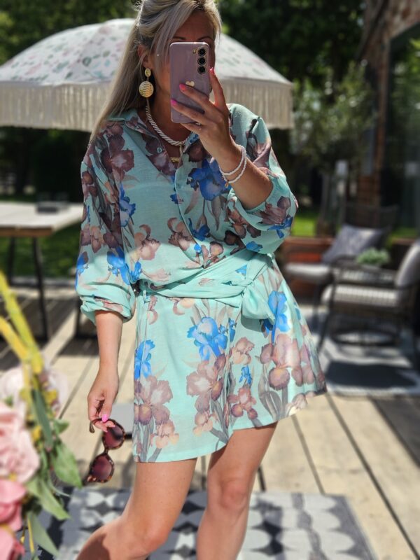 short and blouse set green