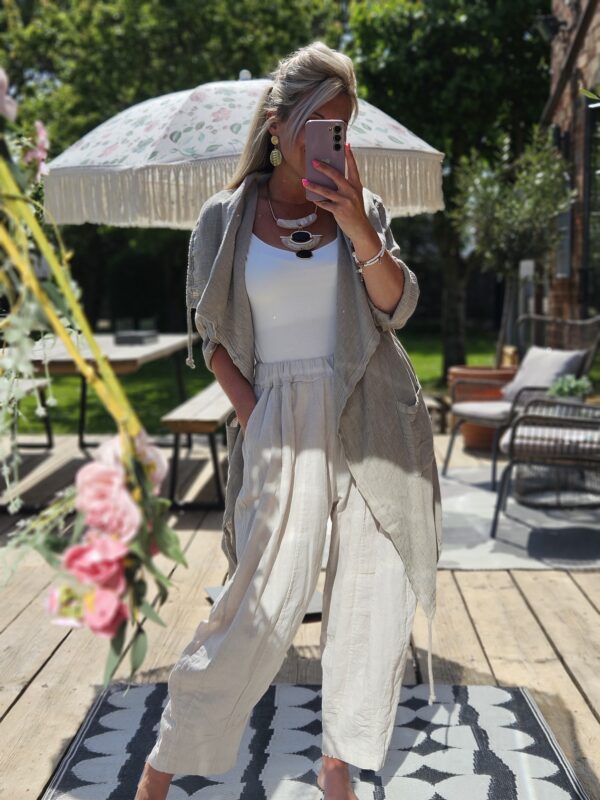 waterfall linen jacket taupe