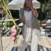 waterfall linen jacket taupe