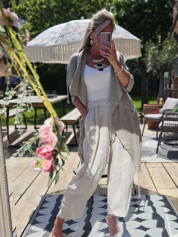waterfall linen jacket taupe