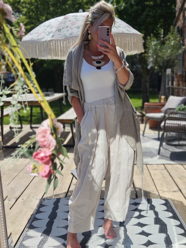 waterfall linen jacket taupe