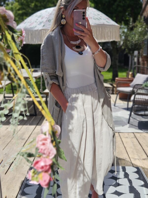 waterfall linen jacket taupe