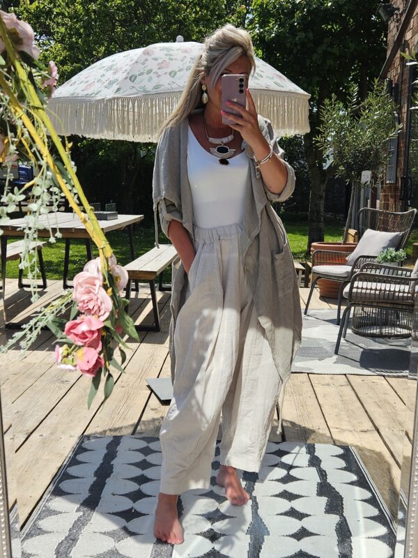 waterfall linen jacket taupe