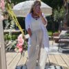 waterfall linen jacket white