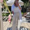 waterfall linen jacket white