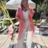 waterfall linen jacket coral