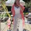 waterfall linen jacket coral