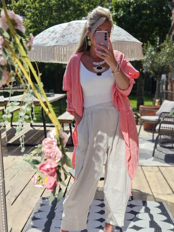 waterfall linen jacket coral