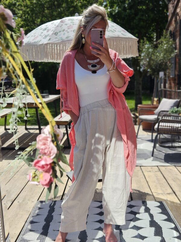 waterfall linen jacket coral