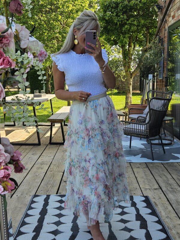 shirred top white