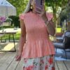 shirred top coral