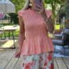 shirred top white