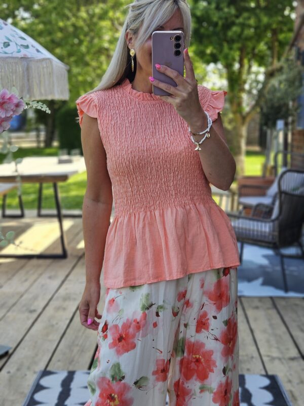 shirred top white