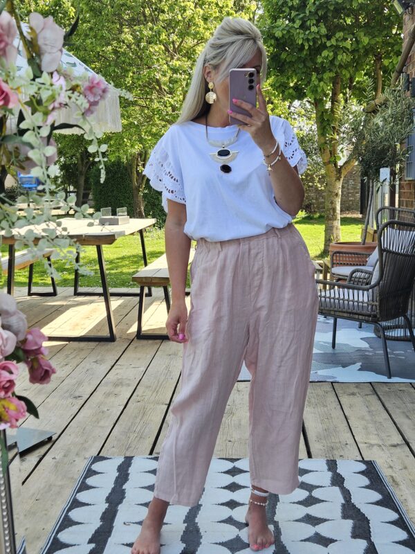 white frill sleeve tshirt