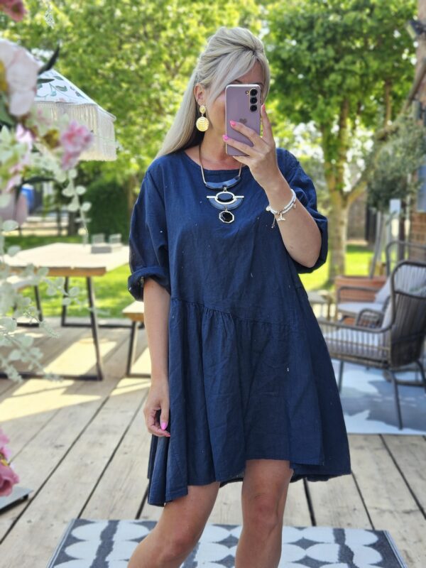 linen navy dress
