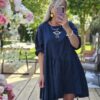 linen navy dress