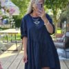linen navy dress