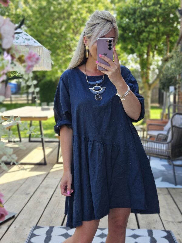 linen navy dress