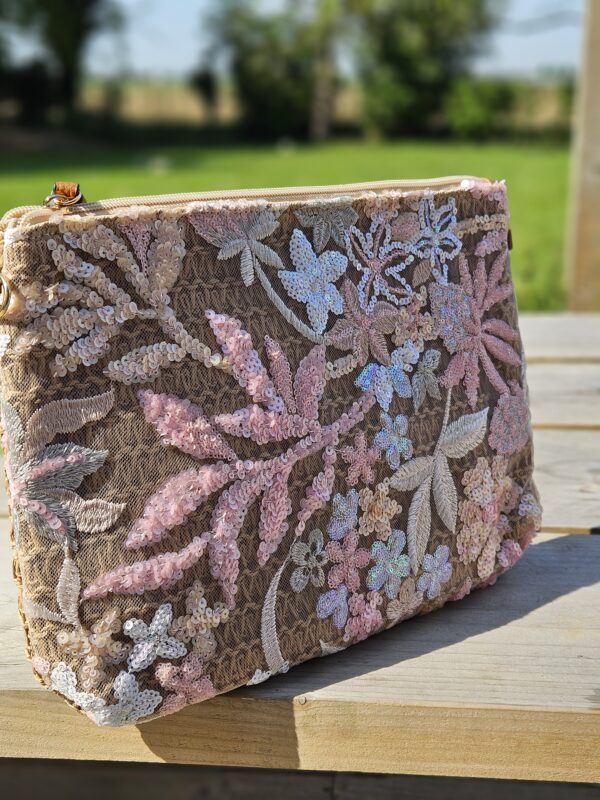 pink beaded bag
