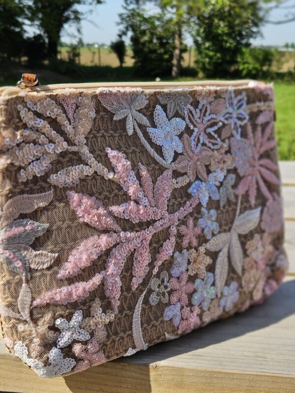 pink beaded bag