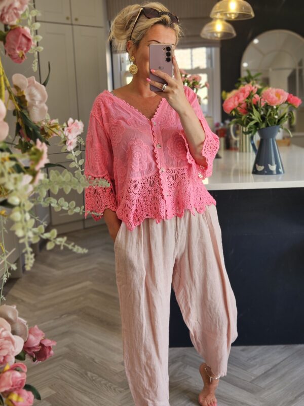 pink lace top