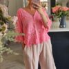 pink lace top