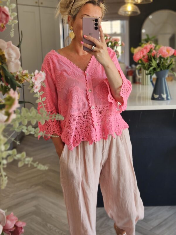 pink lace top