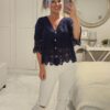 Navy lace top