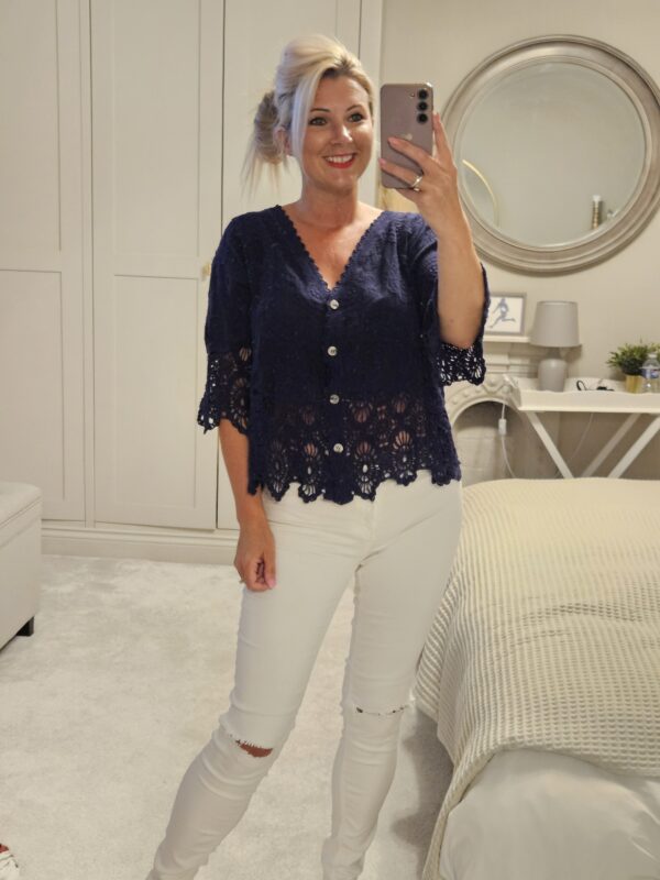 Navy lace top