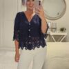 Navy lace top