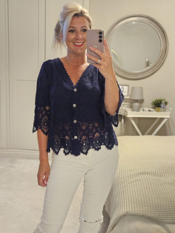 Navy lace top