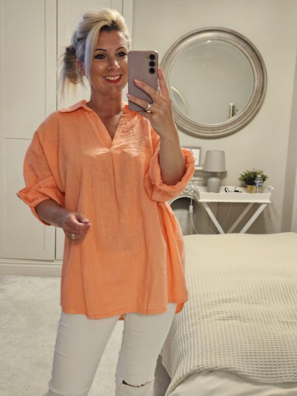 coral linen top