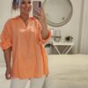 coral linen top