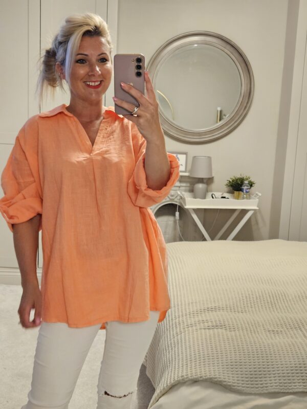 coral linen top