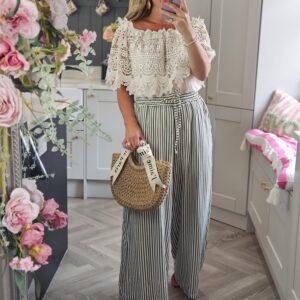 stripe trousers khaki