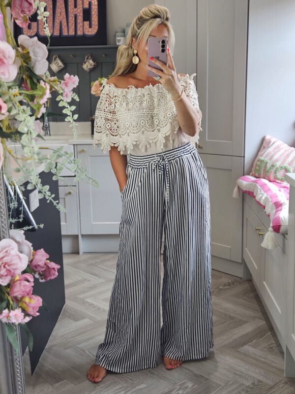 stripe trousers navy