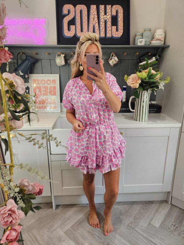 Neon leopard playsuit purple