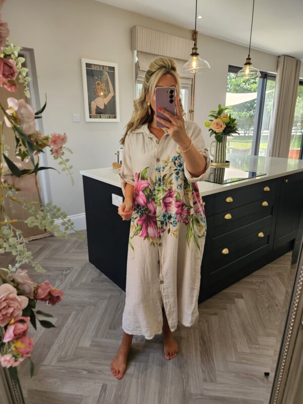 Ellie floral dress ecru
